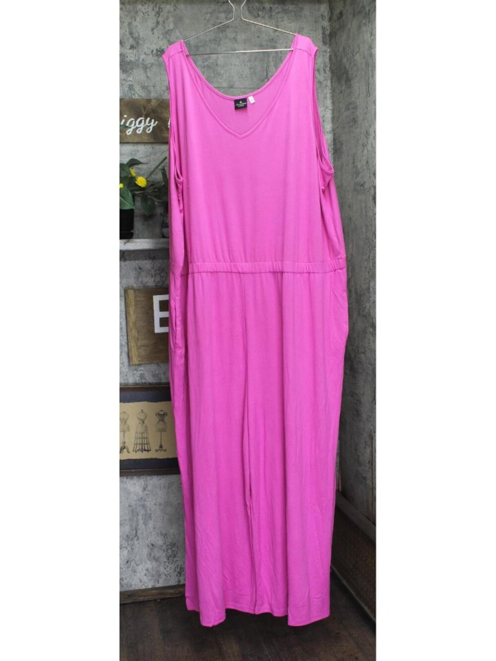 NEW Bumblebella By Jill Martin Sleeveless Jumpsuit Raspberry Rose Pink 5X